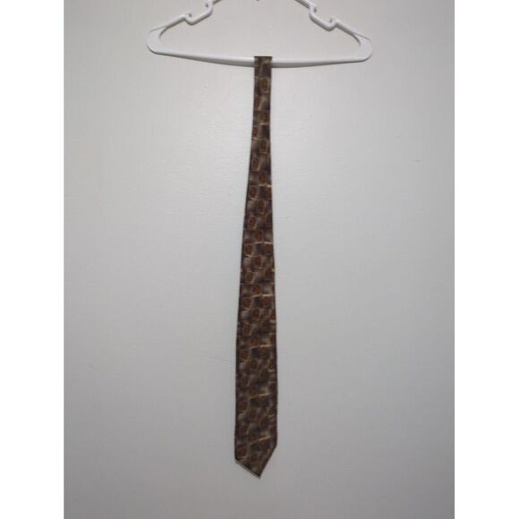 Other - Vintage Siena Collezione All Silk Men's Neck Tie Gray Brow Geometric Made in USA